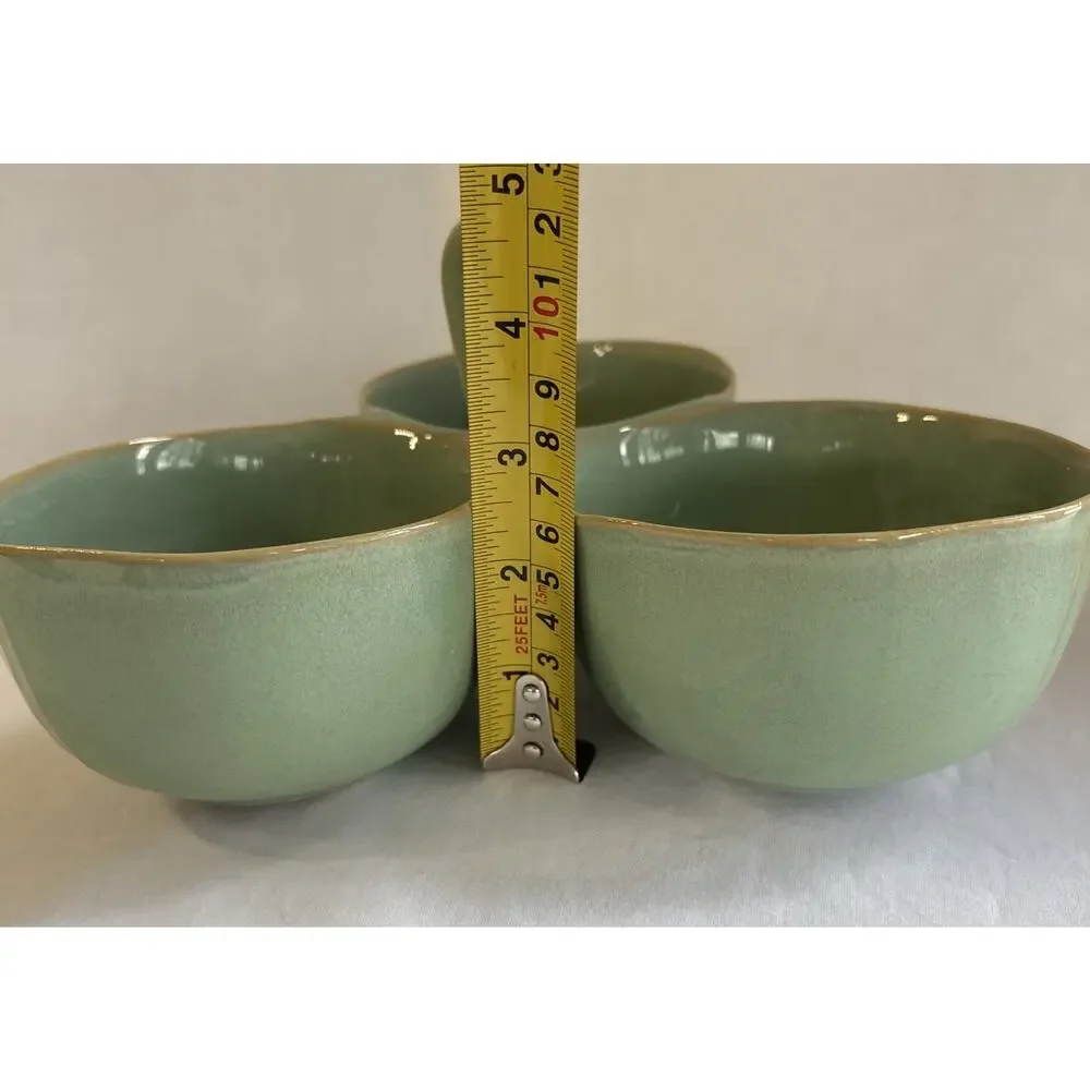 Karen Neuburger 3 Part Condiment Server With Middle Handle Willow Collection - Picture 7 of 10